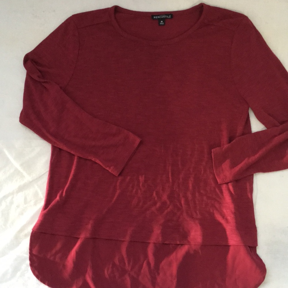 J Crew Mercantile reddish longs leaves tee